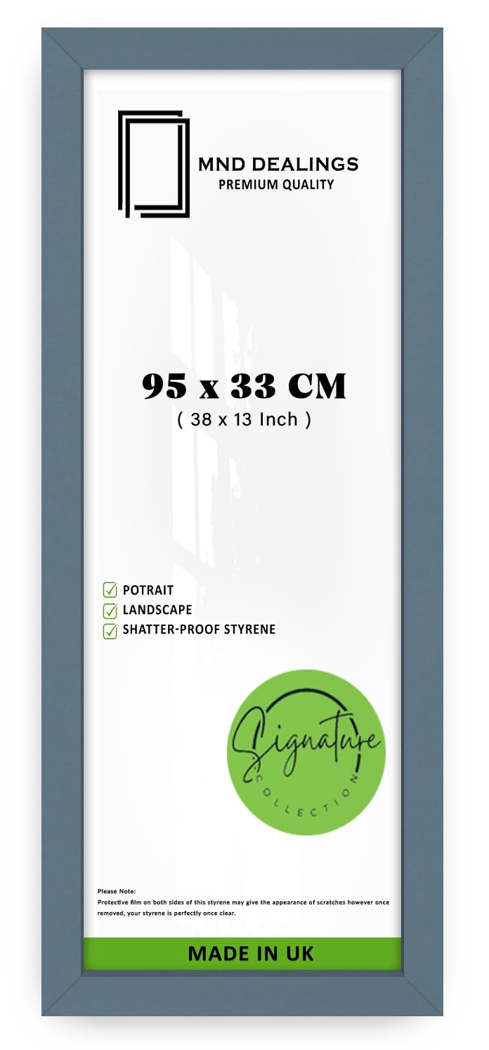 MND Dealings | MDF Picture Frame (95 x 33 CM) 33 x 95 cm for Posters, Certificates & Wall Décor, Ideal for Home, Office, Elegant Frames with Hanging Hooks [ Dark Grey ]