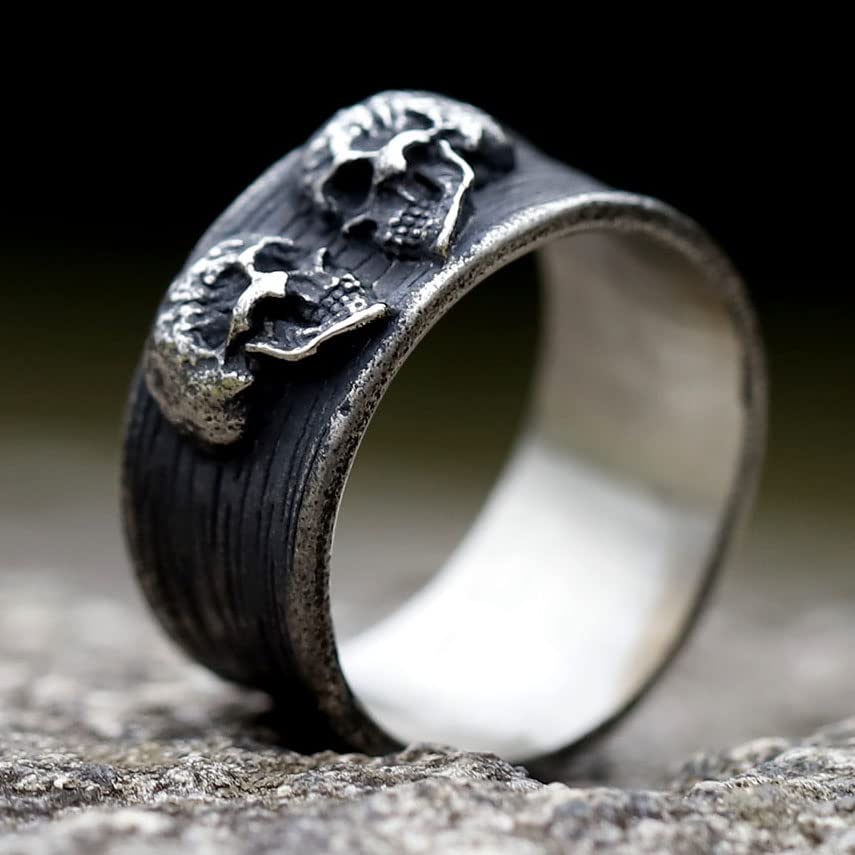 Image of 2023 Skull Ring Cool Evil Death Punk Rock Stainless Steel Rings Aly Style Jewelry