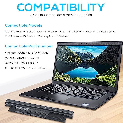 Image of 40Wh XCMRD FW1MN 4WY7C Battery for Dell Inspiron 15 3000 3542 3543 3531 3541 3521 3537,15R 5537 5521,17R 5721 5737,17 3737 3721,14 3421 3437 3443,14R 5421 5437,Vostro 2521 2421,Latitude 3540 3440 P28F