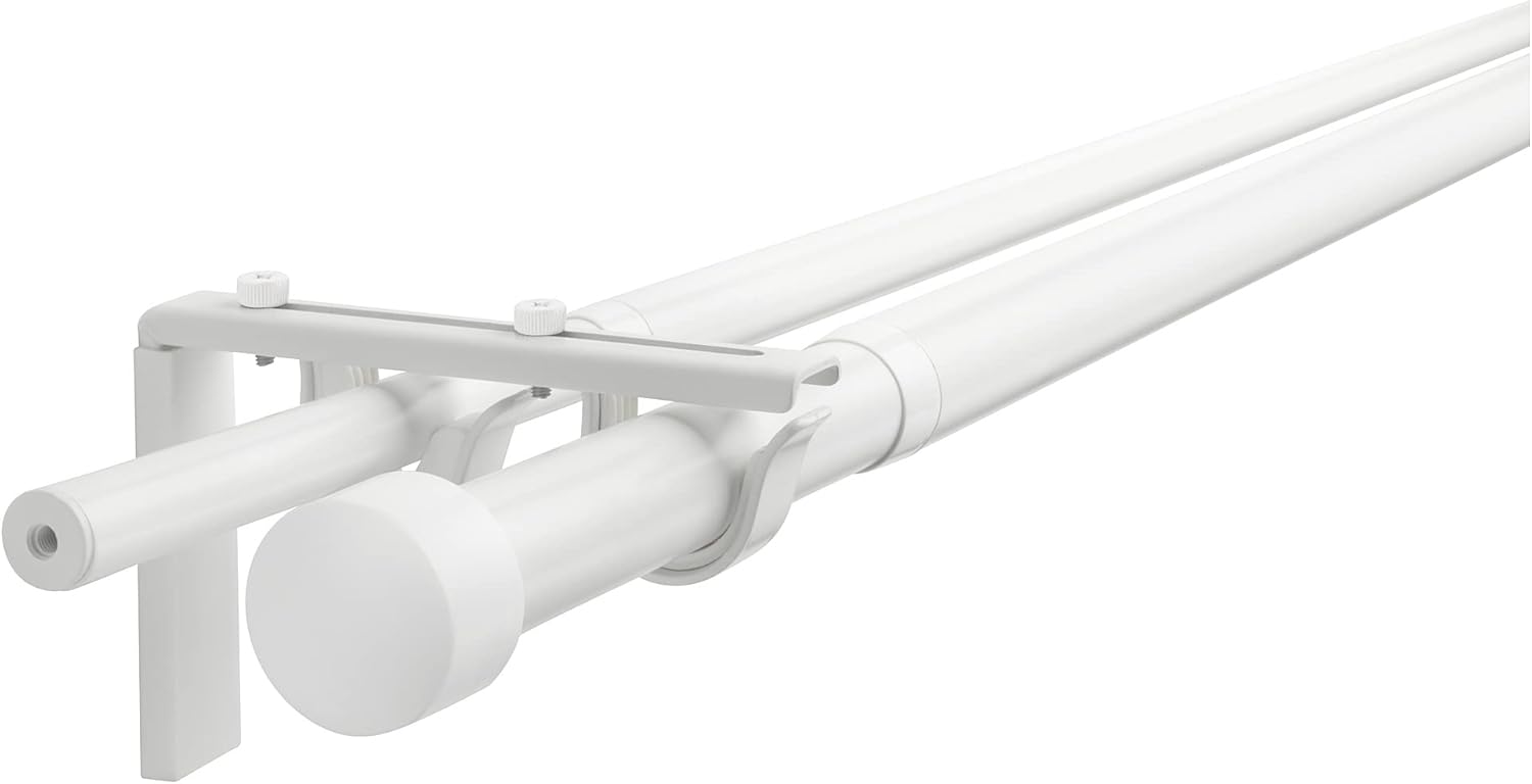 HUGAD/RÄCKA double curtain rod combination, 120-210 cm, white