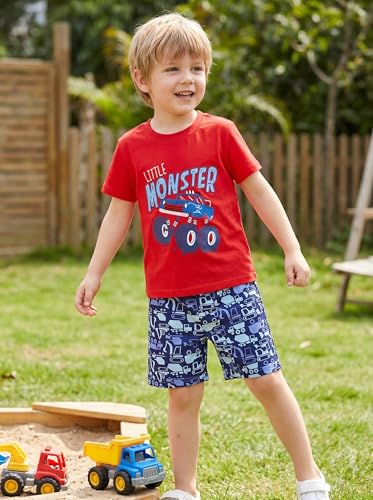 Image of Little Boys /Girls Shorts Clothes Set 2Pcs,1-8 Years (Red, 7-8 Years)