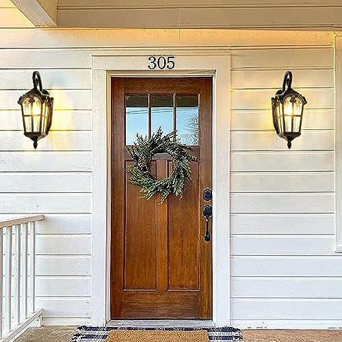 17.1'' Aluminum Outdoor Wall Lights- Black Roman Style Waterproof & Anti-Rust Exterior Lighting Fixtures, Hammered Outdoor Wall Lantern for Porch Patio Garage Courtyard Hallway Doorway