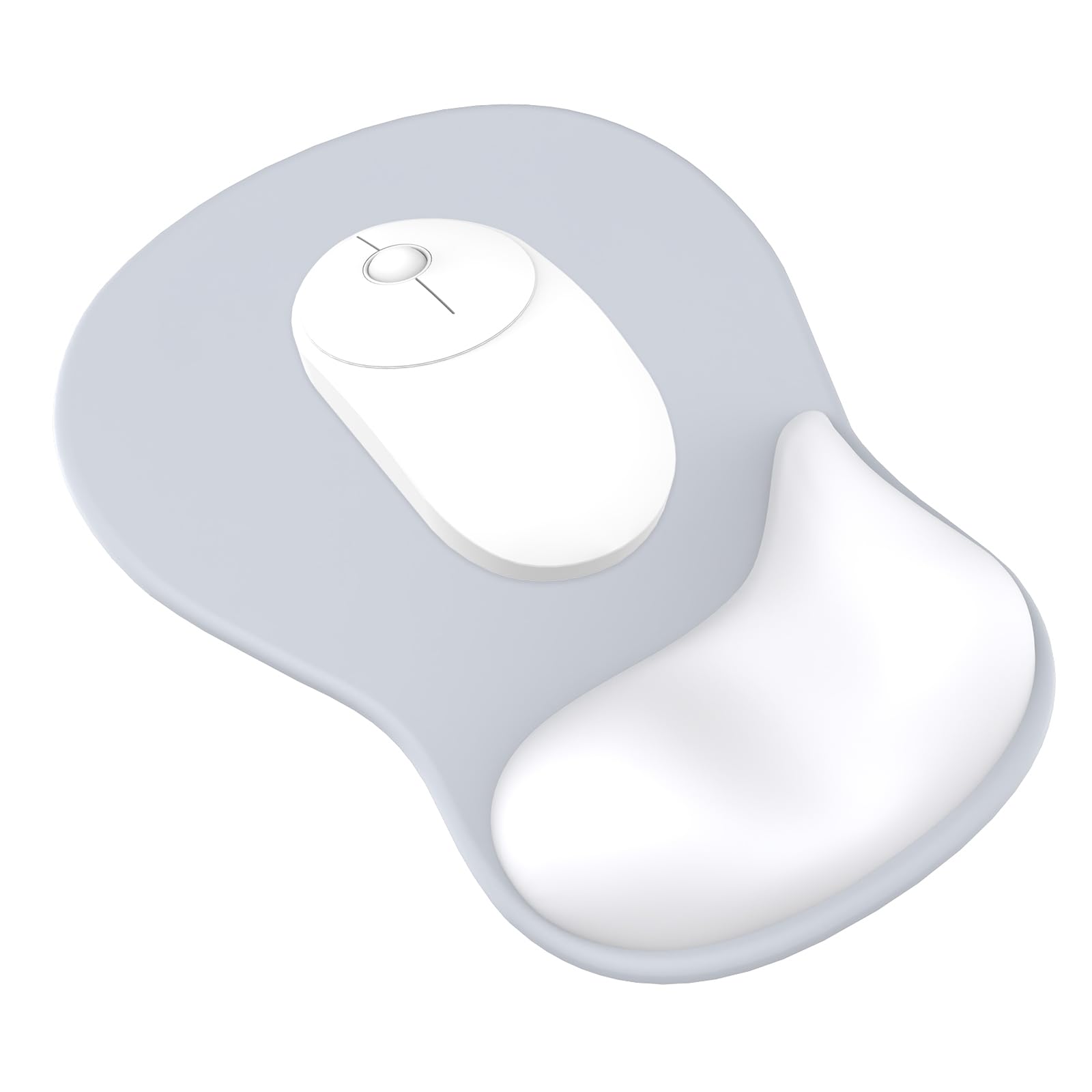 Ergonomico Tappetino Mouse con Poggiapolsi Gel, Base Antiscivolo Grigio Argento per Casa Ufficio