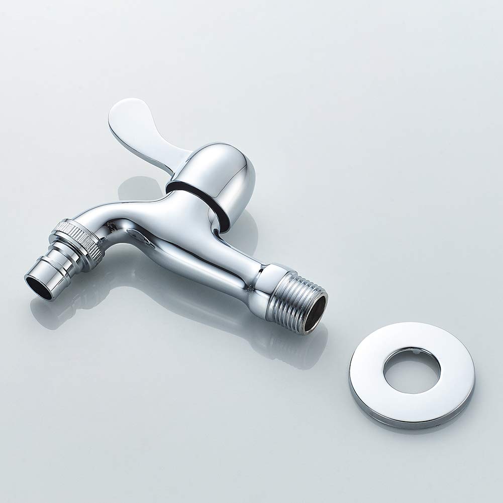 Ibergrif M22002, Grifo de Lavadora, Grifo de Pared Agua Fría, Crome, Plata