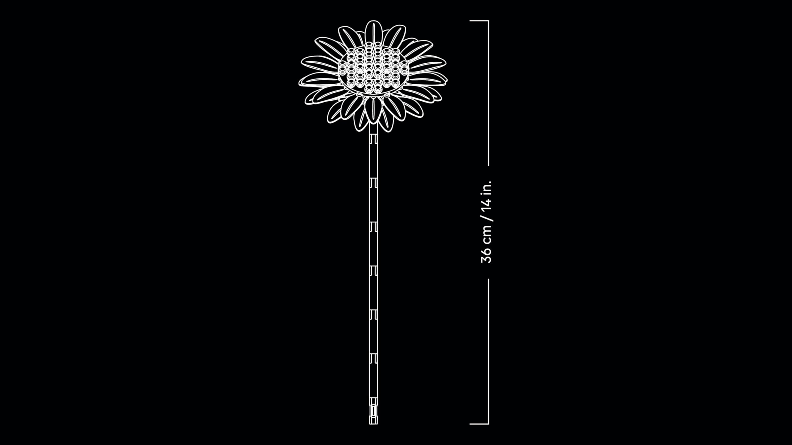 LEGO Botanicals Bouquet di Girasoli - Set di Fiori Artificiali per Adulti - Girasoli Finti e Steli di Eucalipto per Decorare il Soggiorno o la Camera da Letto - Idea Regalo Fai da Te per Donne - 11502