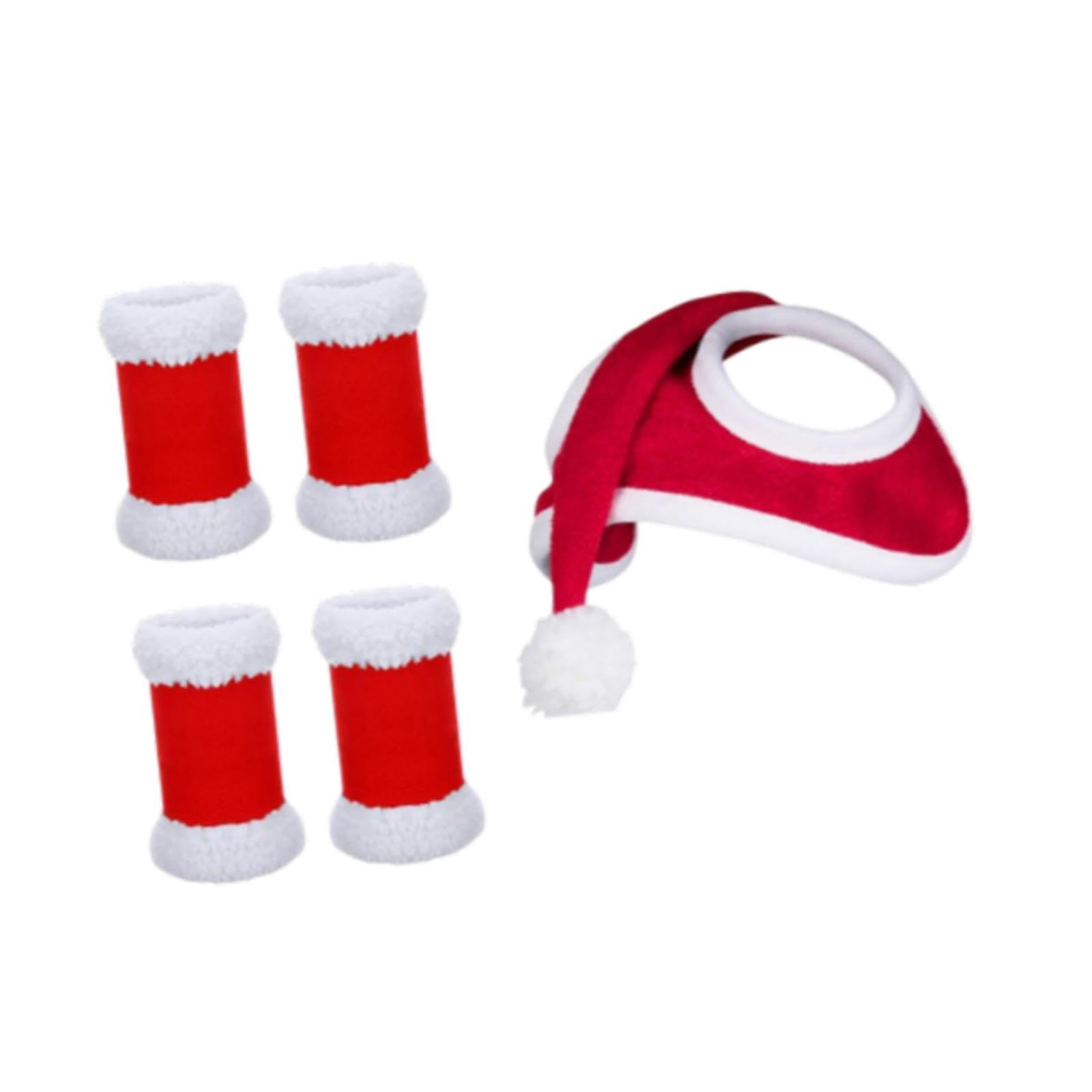 YIJU Horse Christmas Hat 4X Horse Leg Wraps Leggings Wrap Headpiece Riding Race Thick Xmas Hat Horse Santa Hat for Parade Supplies, 35cmx43cm
