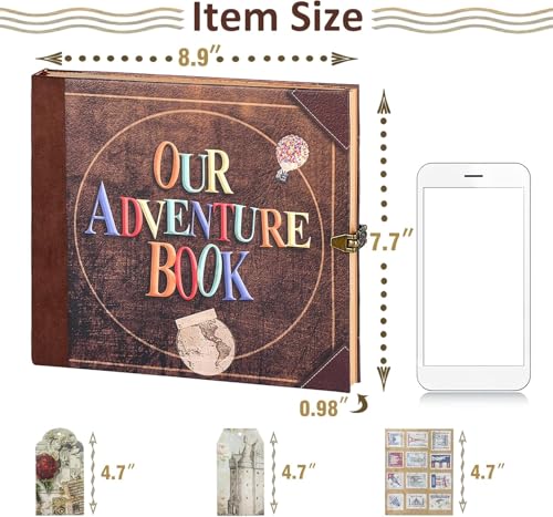 Libro de Aventuras DIY de 148 páginas: Álbum de Fotos y Diario de Viaje con Cubierta en Relieve Estilo Retro, Inspirado en 'Up', Ideal para Parejas y Recuerdos Románticos miniatura 7