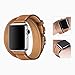 WAfeel Compatible for iWatch 38/42mm Leather Band Double Tour iwatch Strap Replacement Band with Stainless steel Clasp for Iphone Watch Series 3 Series 2 Series 1,Sport Edition Men Women (Brown, 42mm)