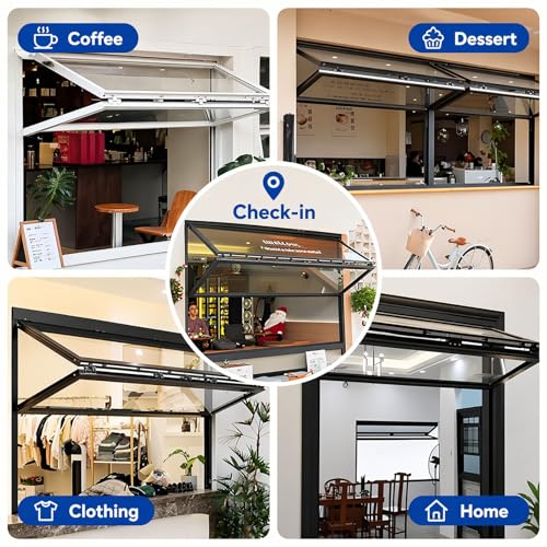 Ventanilla de servicio plegable vertical de 12x24in con vidrio y cerradura integrada 7