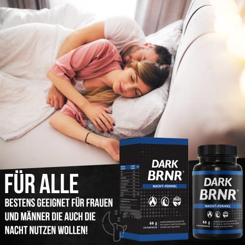 BRNR DARK BRNR Nacht-Formel mit Melatonin und L-Carnitin, Stoffwechsel-Rezeptur mit Cholin und Vitamin B6, 120 Kapseln