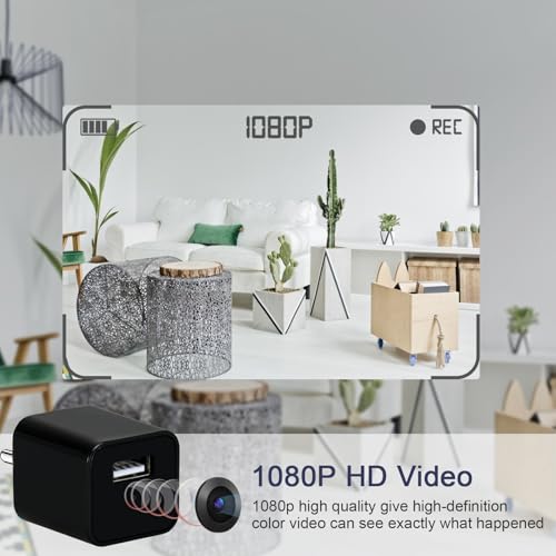 Security Camera Hidden Camera Charger 1080P Indoor Secret Cameras-NO WIFI | Mini Spy Camera with EU to UK Adapter Small Nanny Cameras with Motion Detection Loop Recording for Indoor Surveillance - Image 3