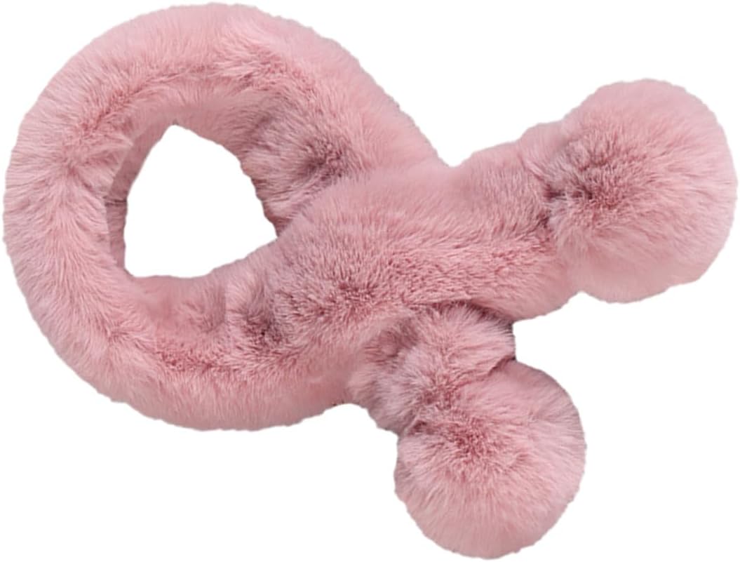 Holibanna Plush Scarf Thickened Winter Neck Warmer Cross Tie Scarf for Pink Cold Weather Warm Accessory