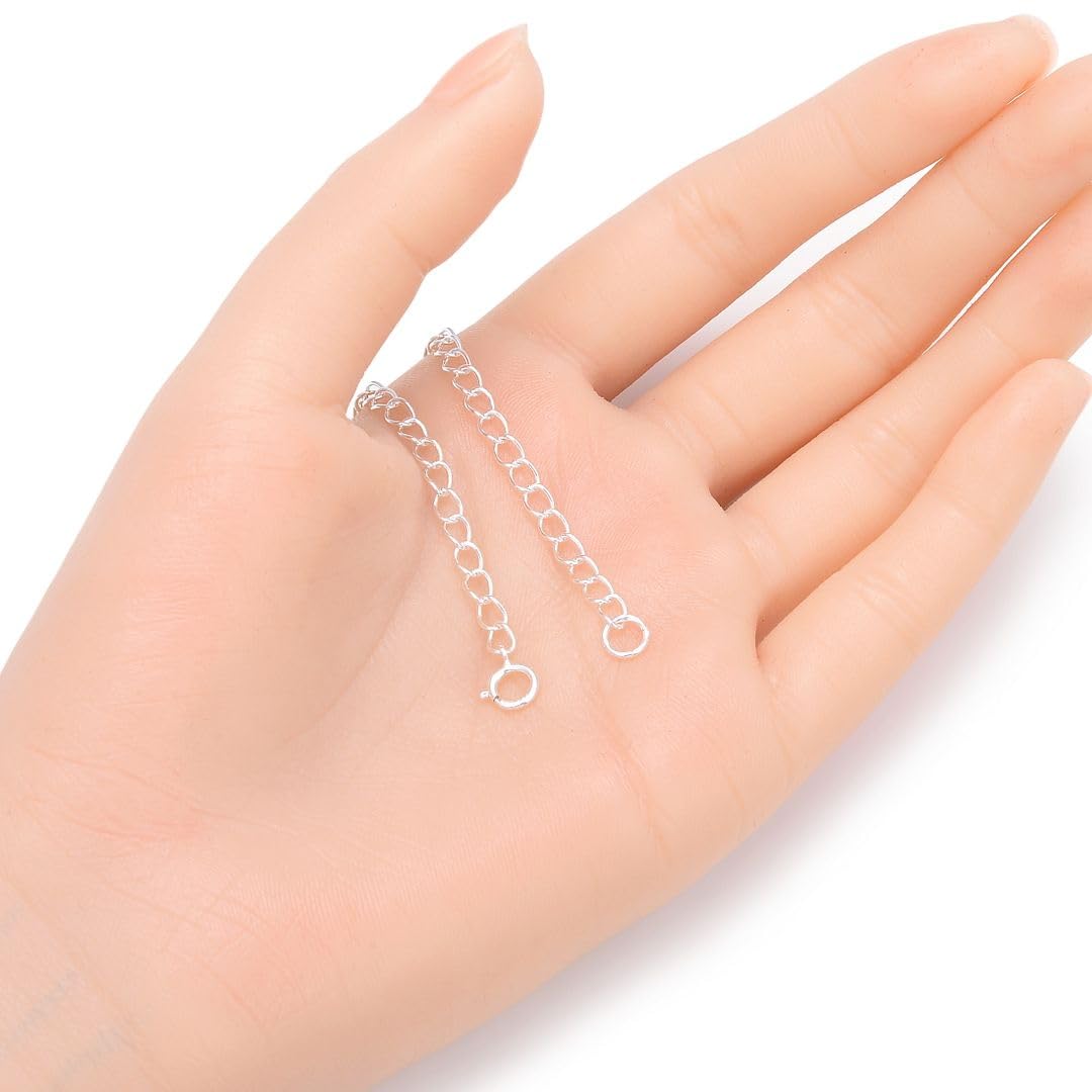 1pc Sterling Silver Necklace Extender Strong Removable Adjustable - 3 inch Chain Extension for Necklace Anklet Bracelet SS305-3