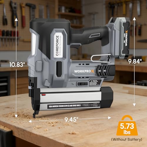 Image of WORKPROX 20V Cordless Brad Nailer Kit, 18 Gauge 2-in-1 Nail & Staple Gun