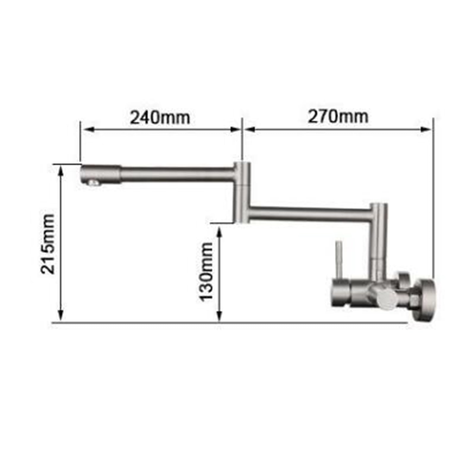 Grifo de Pared Cocina Acero Inoxidable Cepillado Grifo de Cocina Giratorio Plegable Grifo de Fregadero de Cocina-Cepillado