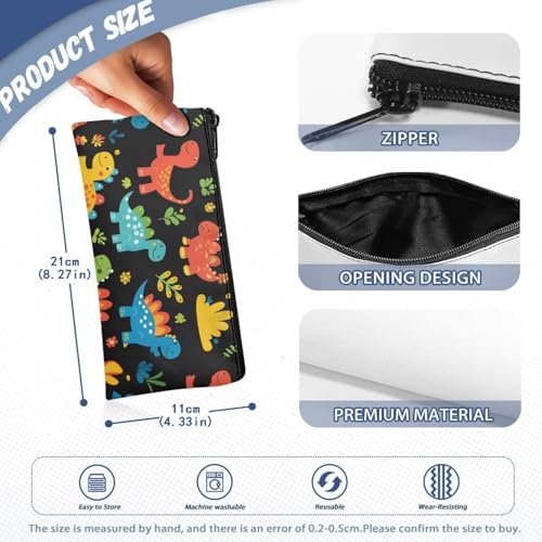 Image of Dinosaur Pencil Case for Boys Cool Pen Organizer with Zipper Big Capacity School Pencil Box Preschool Toddlers Black Pen Pouch Toddlers
