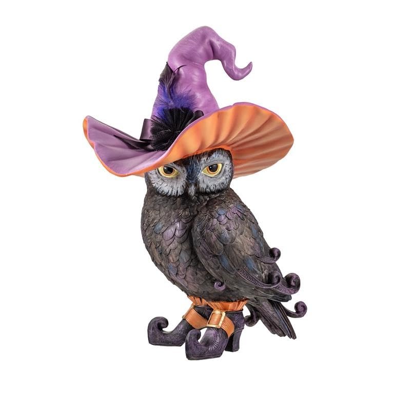 Figurine hibou avec chapeau de sorcière statuette décoration Halloween