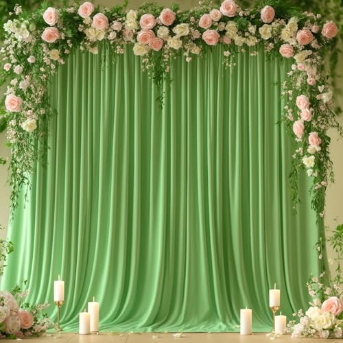 Cortinas de fondo verde salvia 8x10 pies para fiestas miniatura 1
