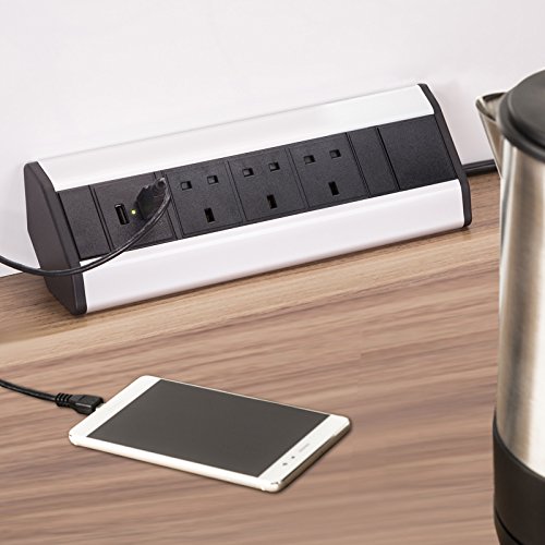 SO-TECH® Steckdosenleiste mit 2x USB Anschluss 3x UK Steckdosen Tischsteckdose Mehrfachsteckdose - Design trifft auf Funktion