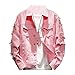Veste de moto en jean déchiré pour jeunes et coréens - Rose - L