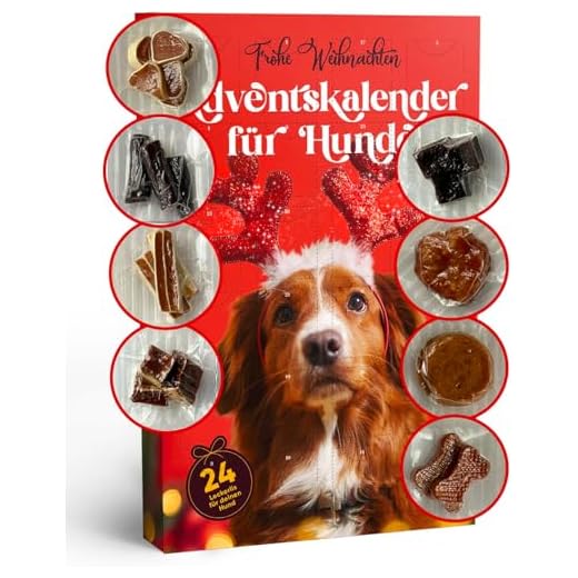 Nur Dieses Weihnachten - 8 Verschiedene Echte Fleischsorten im Hunde Adventskalender – Glutenfrei & Weizenfrei – Exklusive Auswahl: Rind, Ente, Huhn, Fisch