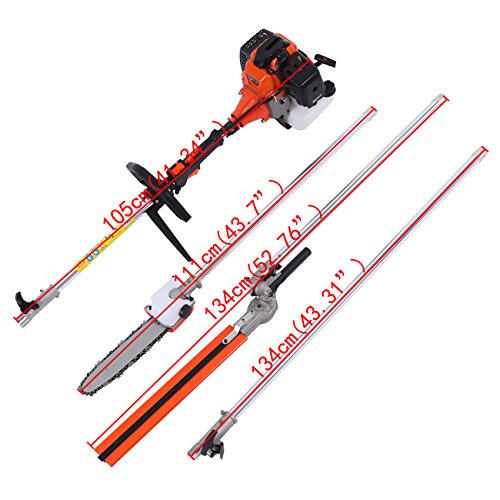 PanelTech 5 in 1 52CC Brush Cutter Hedge Trimmer Pruning Chainsaw Grass Trimmer and Extension Pole - Thumbnail 3