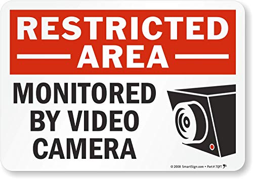 "Restricted Area - Monitored by Video Camera" Label by SmartSign  7" x 10" Laminated Vinyl
