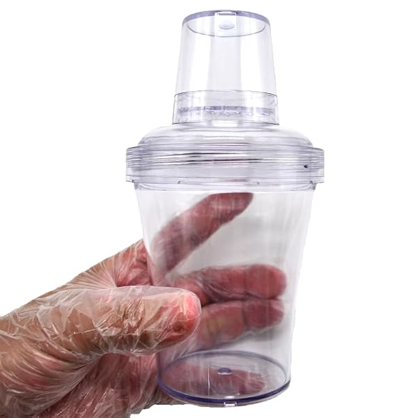 2 Pack 20 Ounce Leakingproof & Shatterproof 3-Piece Plastic Cocktail Martini Shaker with Threaded Screw Top & Premium Silicon Gasket & Built In Strainer with Straw Hole by FUJIDENSO - Used condition - Image 2