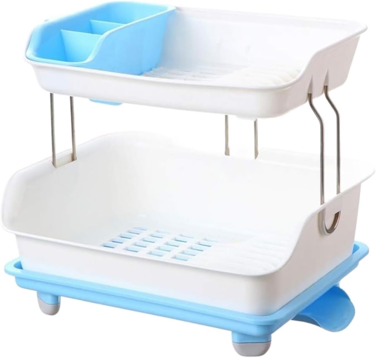 Dish Drying Rack Tableware Holder Double Layer Dish Drying Rack Storage Drain Rack Kitchen Shelf Tableware Cup Bowl Organizer Drying Rack Kitchen(Green)
