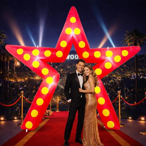 10 Ft Movie Night Party Decorations, Inflatable Large Blow up Star Sign Décor Inflatable Arch Kit with LED Light for Movie Night Party Red Carpet Awards Party Yard Garden Décor - Thumbnail 7