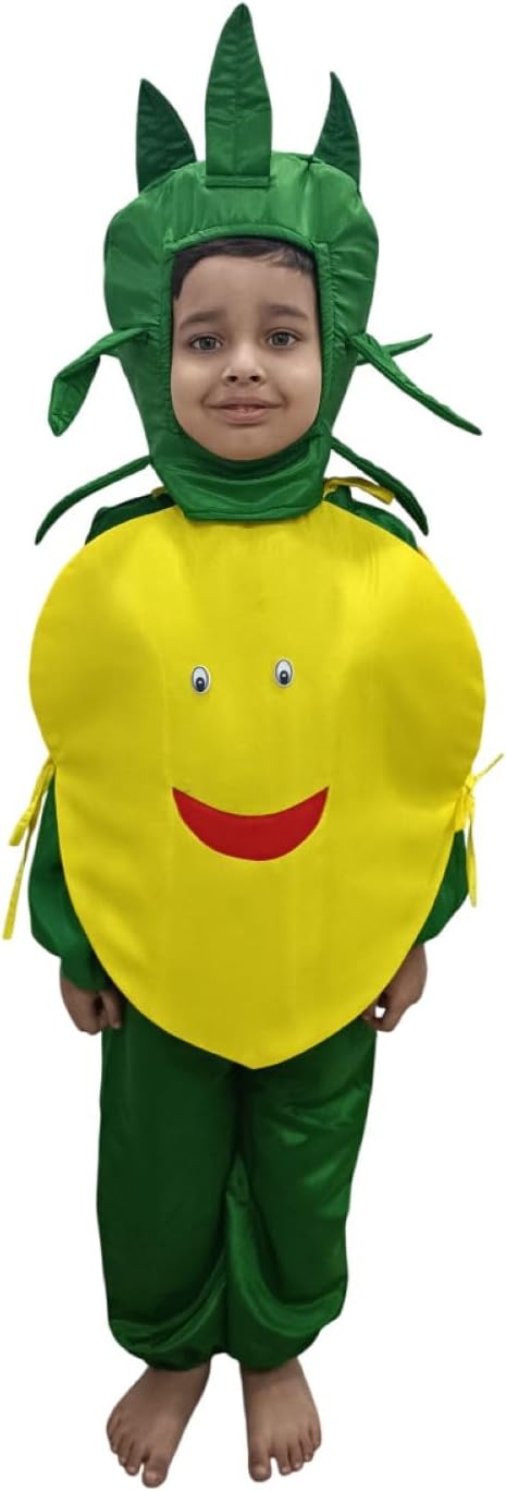 BookMyCostume Lemon Nimbu Fruit Vegetable Kids Fancy Dress Costume 5-6 years