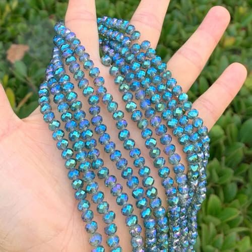 Image of 200pcs Czech Faceted Rondelle Crystal Glass Beads 6mm Bulk Green Peridot Shimmer