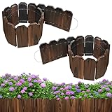 Mulctun Wood Garden Edging - 5.9' H X 47' L Sturdy Wooden Landscape Edging, Small Flower Bed Edging Borders, Decorative Wooden Garden Fence for Yard Flower Bed Lawns Pathway Tree (2 Packs)