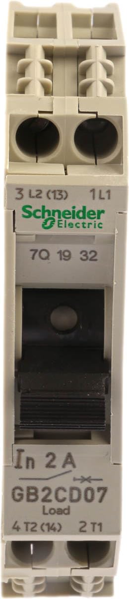 Schneider Electric gb2cd07 TeSys GB2 Circuit Breaker magnetotérmico Shooting, 26 to Current Magnetic, 1p + N, 2 A Current