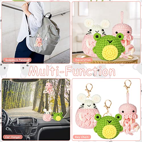 Kit de crochê para iniciantes, kit de 3 peças DIY de crochê com tutoriais em vídeo passo a passo, ki