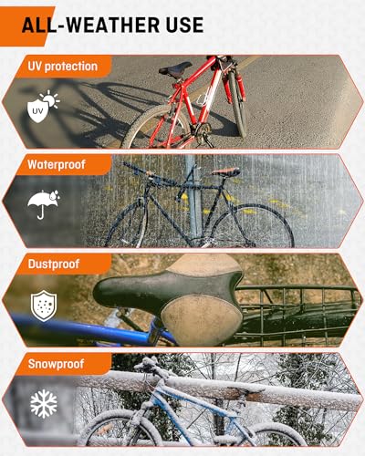HENMI Bike Cover for 1or2 Bikes Waterproof Bicycle Cover Outdoor Bike Storage Covers XL 420D Heavy Duty Proof Cover for Bike,eBike, Mountain Bike, Road Bike, Hybrid Bike and More