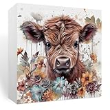 Krollma Highland Cow Bathroom Decor, Western Highland Cow Wooden Box Sign Decoration, Baby HighlandCow Nursery Decor Gifts, Western Rustic for Home Office Bathroom Shelf Decoration
