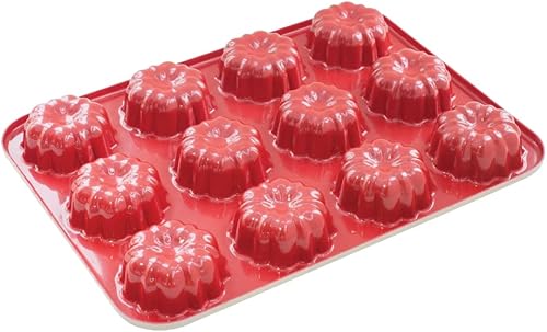 Nordic Ware Mini paquete formado, magdalena de 12 cavidades, rojo