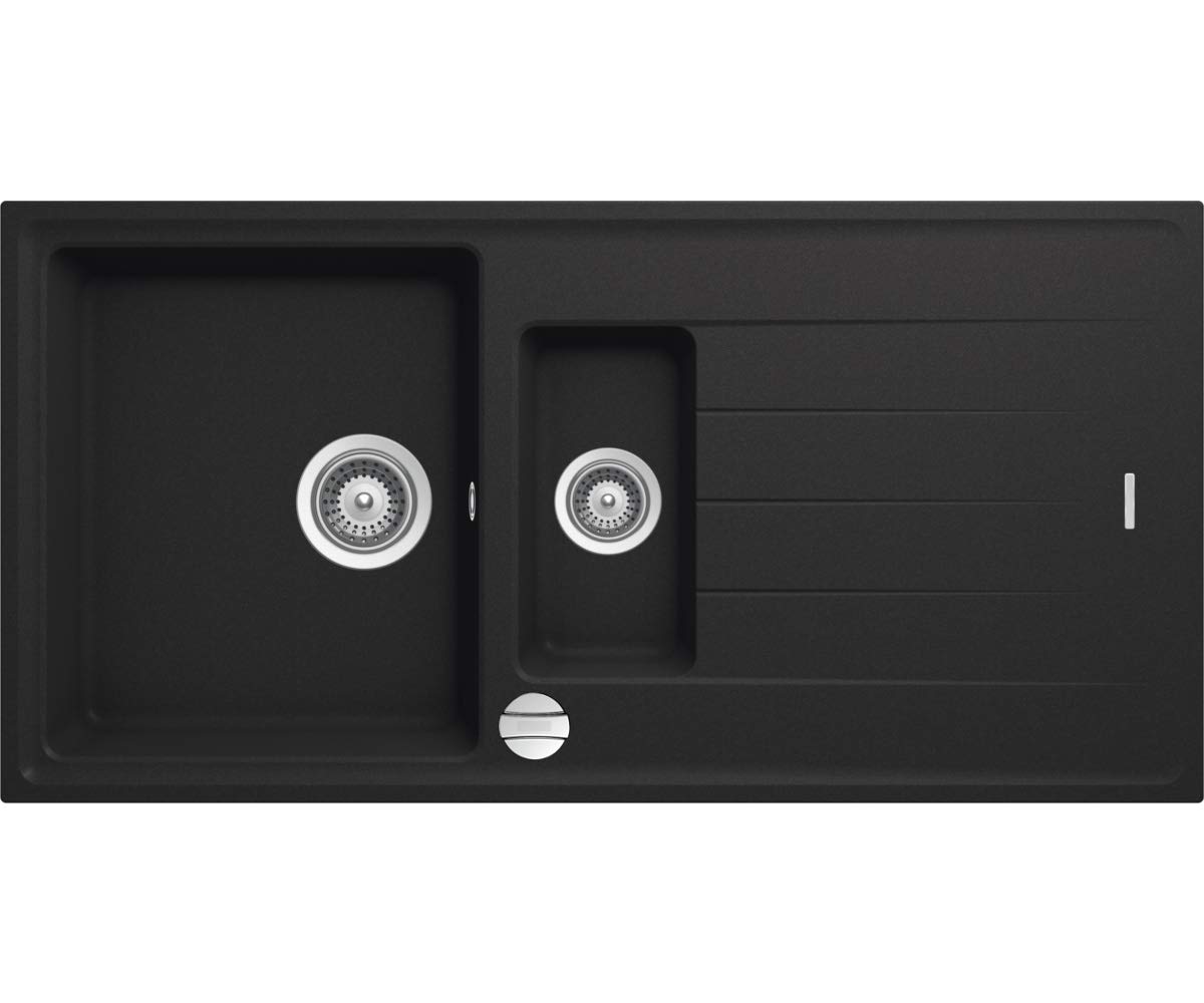 Victory S1000 Granitspüle 100x50cm Küchenspüle Einbau Spülbecken ab 60er Schrank inkl. Drehexcenter Made in Germany (black)