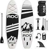 Roc Inflatable Stand Up Paddle Boards W Free Premium SUP Accessories & Backpack, Non-Slip Deck Bonus Waterproof Bag, Leash, Paddle and Hand Pump Youth & Adult (Renewed)