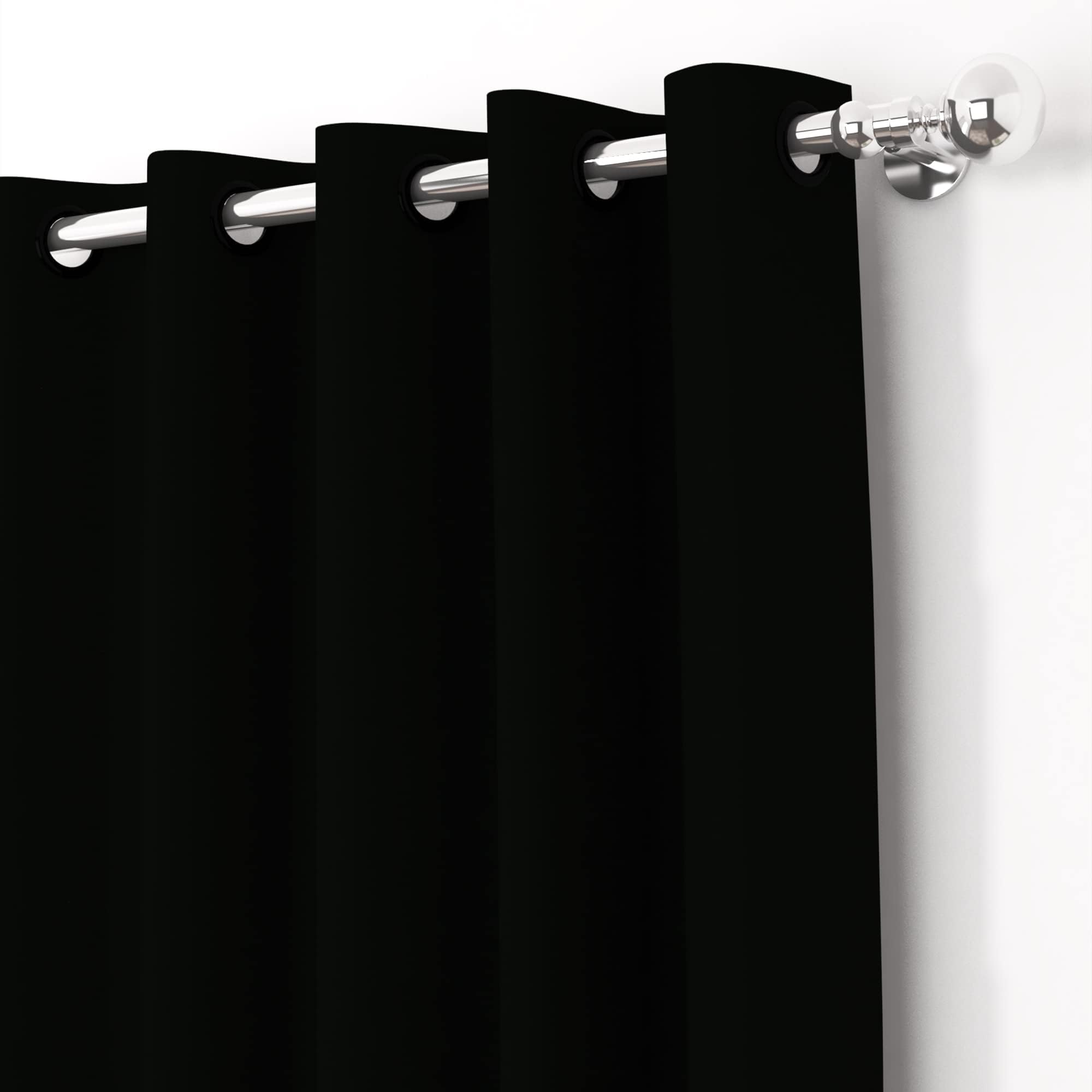Story@Home 275 CM Premium Faux Silk Solid Pattern 100% Blackout Grommet Long Door Curtain, Black, Pack Of 1