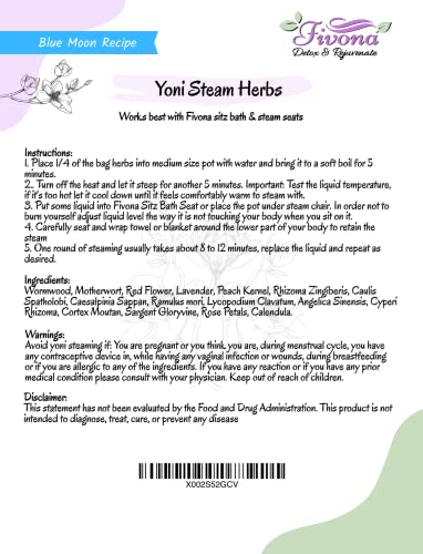 Fivona Yoni Steam Kit Over The Toilet Seat With Steaming Herbs Blue Moon Recipe For Detox, Cleansing, Ph Balance And Odor Control #TOP7