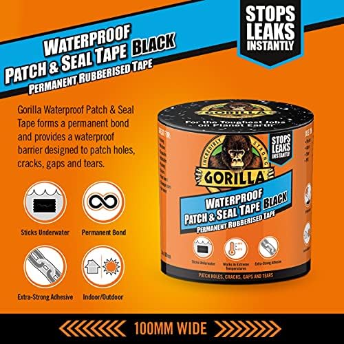 Gorilla Waterproof Patch & Seal Tape Black 3m and 2044400 Heavy Duty Grab Adhesive Crystal Clear 270ml