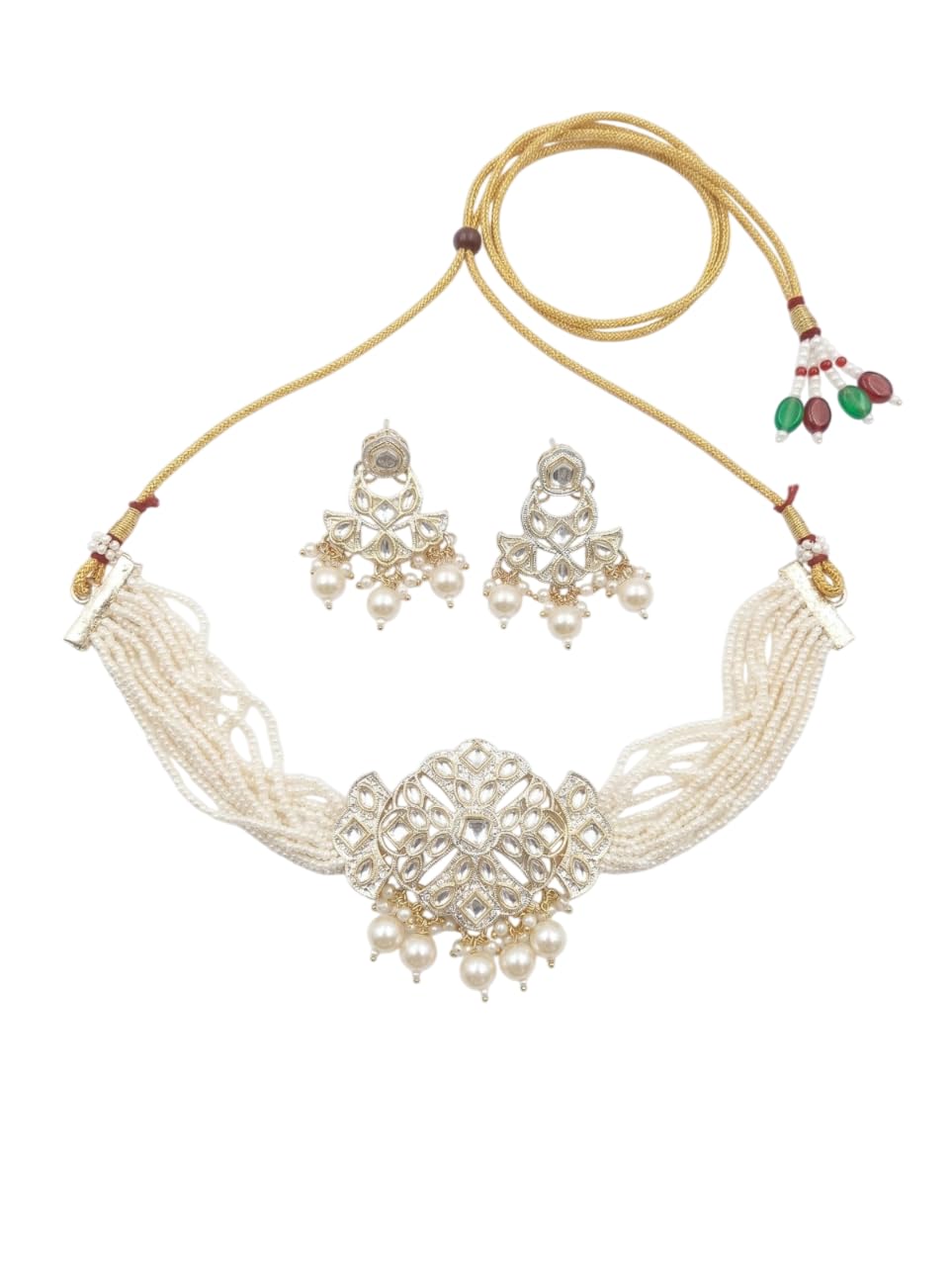 INNOVATE ART IMPEX Traditional Kundan Style White Beaded Choker Necklace Set with Matching Earrings | Multi-Strand Pearl I... - Review, Price and Buying Guide