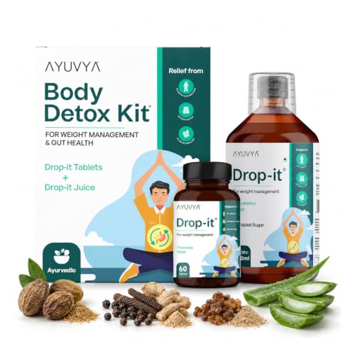 Image of Ayuvya Drop-it Detox Kit | Ayurvedic Detox for Weight Management| Helps Reduce Excess Weight Naturally | Helps Control Cravings & Overeating | 1 Month Pack