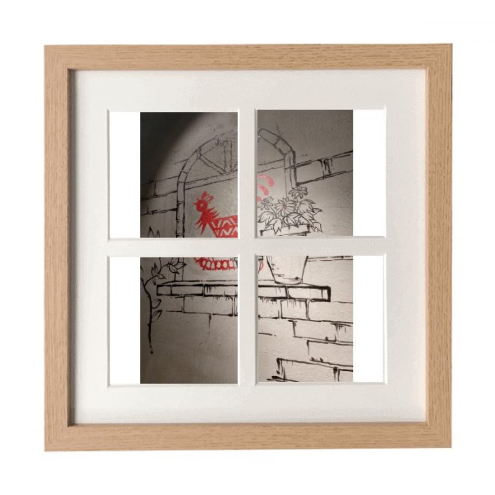 no/nono/ Paper-cut Style Red Rooster Potted Mural Frame Wall Tabletop Display 4 Openings Picture