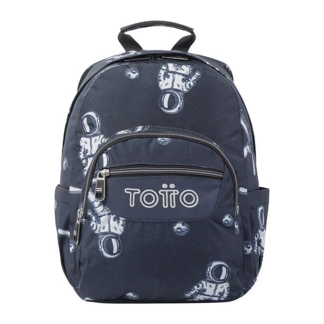 TOTTO - Mochila Escolar, Modelo Tempera, Capacidad 12 L, 3 Bolsillos, Bolsillo Tablet 10", Bolsillo Botella, Espaldar Ergonómico con Flujo de Aire, Cómodas Correas en S, Estampado Astronautas