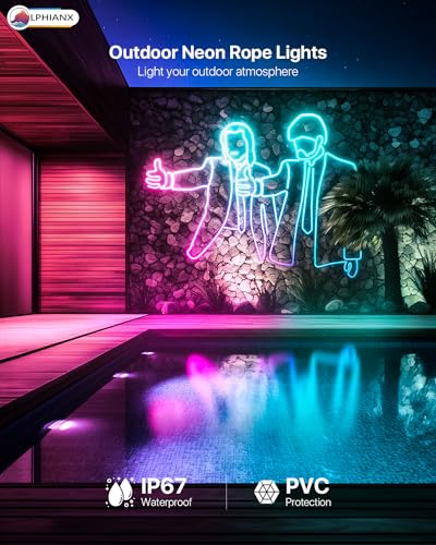 Lphianx Neon Rope Light, 3m LED Neon Flex with Music Sync, Compatible with Alexa, Google Assistant, LED Strip Lights for Bedroom Living Gaming Room Wall Decor (Not Support 5G WiFi)