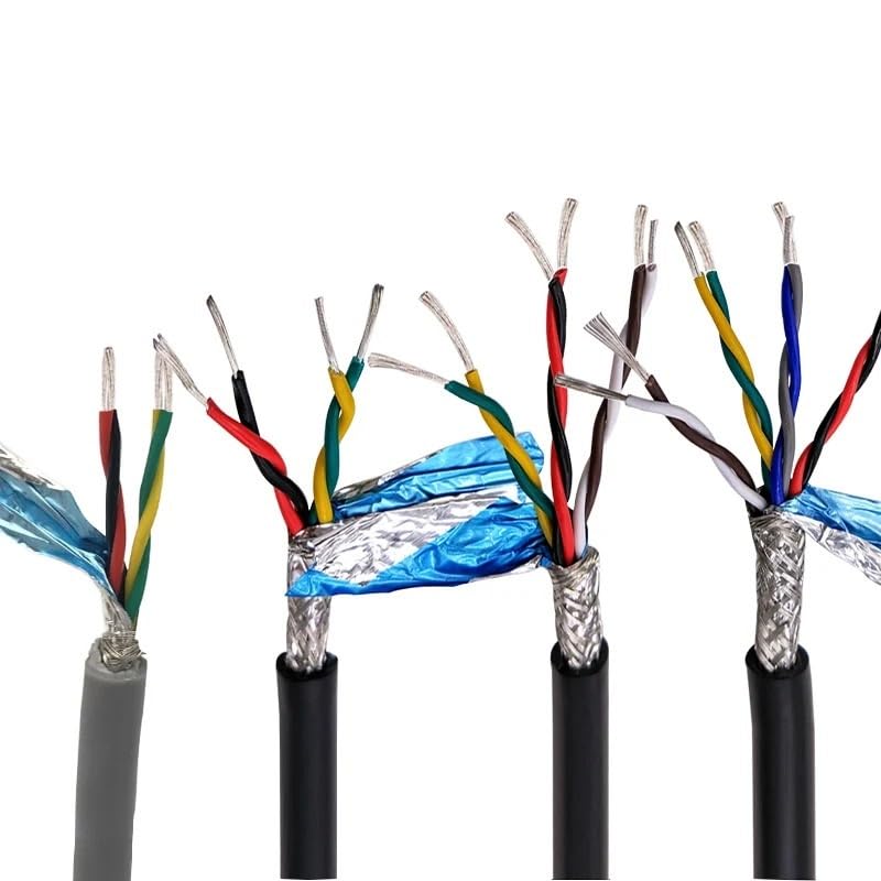 Cavo a doppino Intrecciato schermato, Cavo Audio schermato RVSP da 5 m 26 AWG 2/4/6/8 Core Grigio RS485 in Rame stagnato Fai da Te(4 Cores 5Meters)