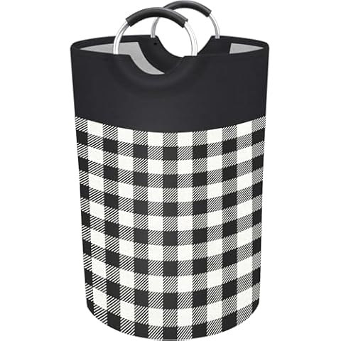 BlissTotes Large Laundry Basket Laundry Hamper Bag Washing Bin Clothes Bag Collapsible Tall With Handles Waterproof Travel Bathroom College Essentials Storage For College Dorm, Family (Black, M) Cover